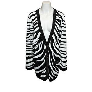 St. John metallic zebra print oversized cardigan size M